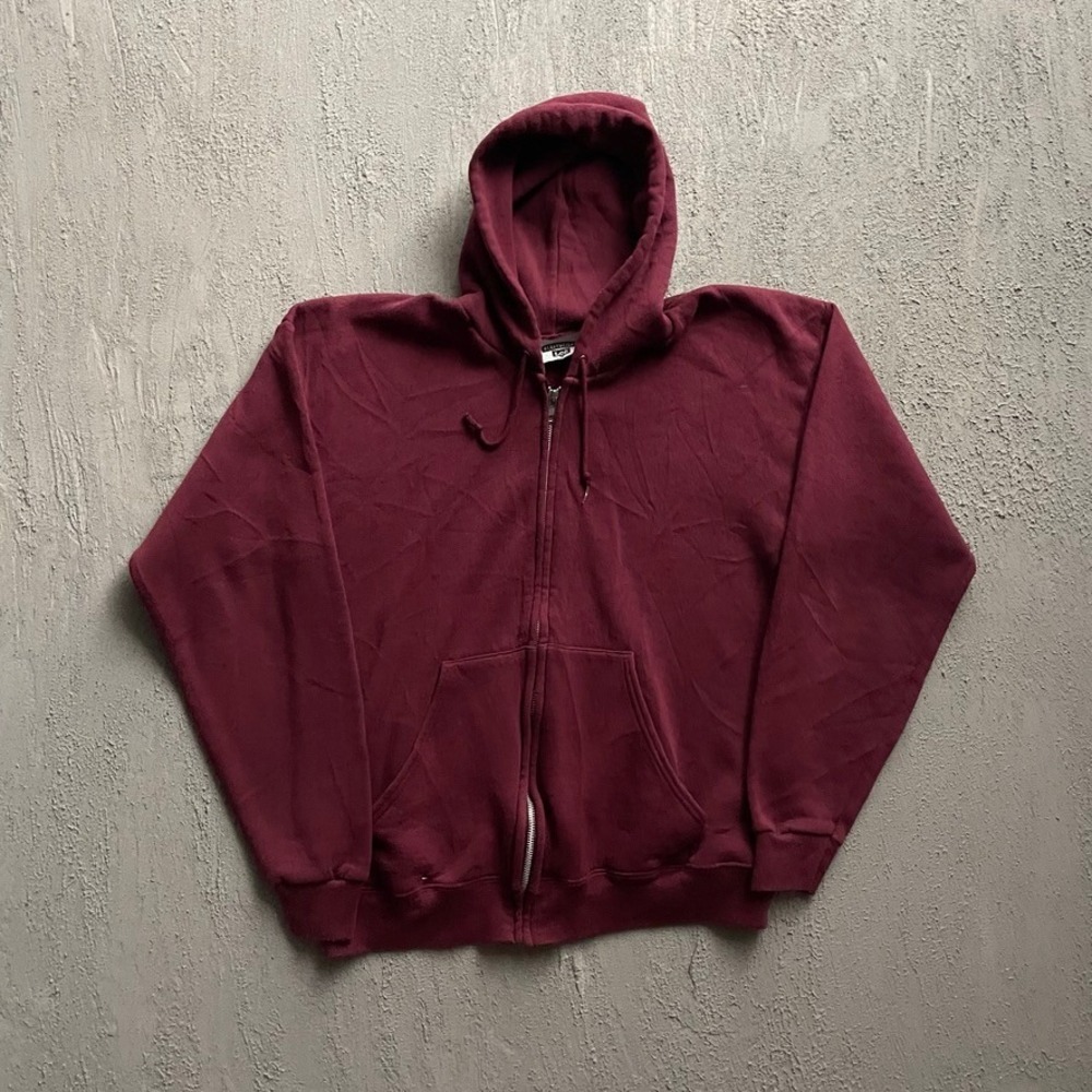 Vintage Lee Zip Up Hoodie Mens Medium Maroon 90s